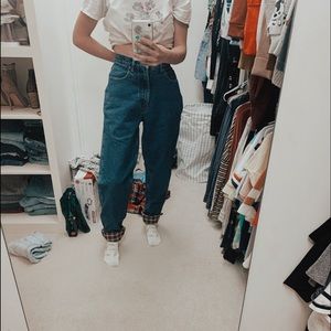 Vintage Plaid Lined EB Mom Jeans!